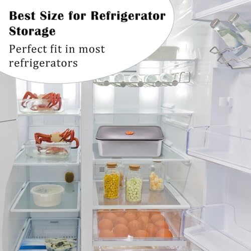 BSTKEY Pizza Dough Proofing Box, Pack of 2 Stainless Steel Stackable Food Storage Box Container with Leak Proof & Airtight Lid, 11.8 x 8.3Inch Large Capacity Household Pizza Dough Container