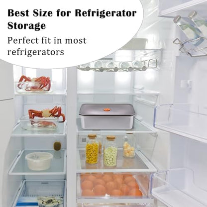 BSTKEY Pizza Dough Proofing Box, Pack of 2 Stainless Steel Stackable Food Storage Box Container with Leak Proof & Airtight Lid, 11.8 x 8.3Inch Large Capacity Household Pizza Dough Container