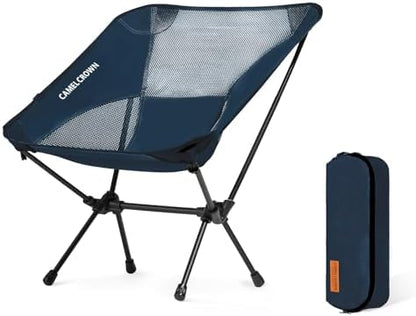 CAMEL CROWN Portable Camping Chair Lightweight Compact Folding Chair Mesh for Outdoor Camp Travel Beach Picnic Festival Hiking Backpacking Navy Blue