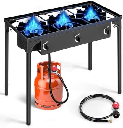 Outvita 3 Burner Propane Gas Stove for Outdoor Cooking, 225,000 BTU