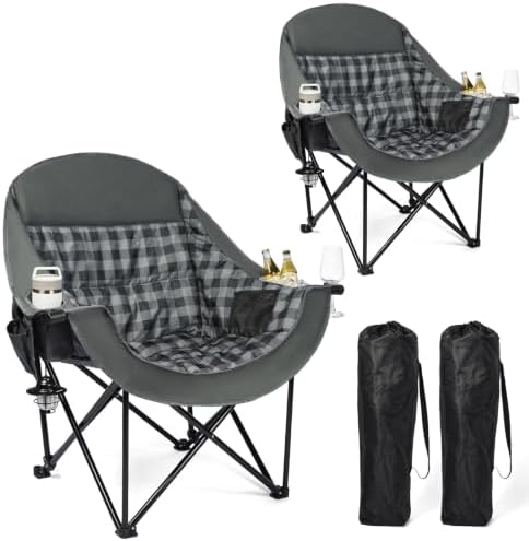 Oversized Camping Chair for Adults - Folding Lawn Camp Chair 2 Pack