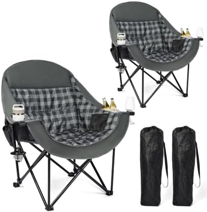 Oversized Camping Chair for Adults - Folding Lawn Camp Chair 2 Pack