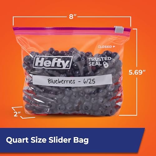 Hefty Slider Storage Bags, Quart Size, 78 Count