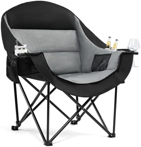 Oversized Camping Chairs for Adults - Heavy Duty Padded Outdoor Camp Chair