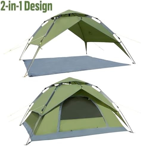 Night Cat Instant Popup Tents 2-3 Persons with Footprint Tarp Easy Setup Camping Tent with Rainfly Double Layers Waterproof Automatic Hydraulic Mechaism
