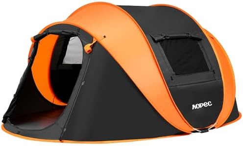 Pop Up Camping Tent, 2/4/6 Person Instant Tent Waterproof PU4500mm, Spacious Ventilated Camping Tent with Front Porch, Quick Setup Lightweight Portable for Outdoor Camping Hiking Beach