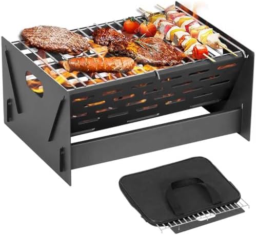 Charcoal Grill Portable Folding with Carry Bag,BBQ Camping Grill Fire Pit