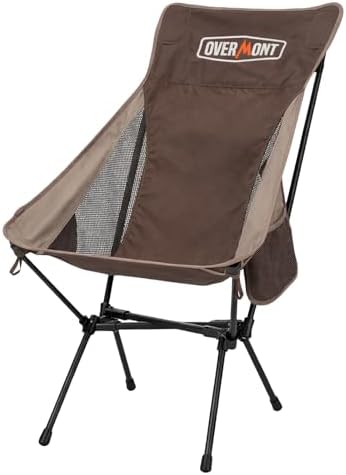 Overmont Portable High-Back Camping Chair - 440LBS Support Oversized Lightweight Folding Backpacking Chair for Adults - Compact with Detachable Pillow for Outdoor Travel Hiking Beach Fishing