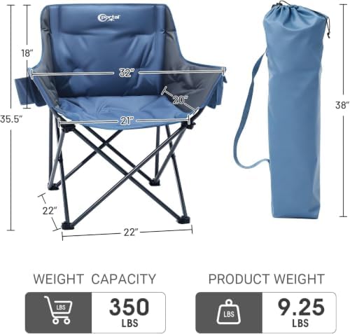Portal Heated 32" Oversized Camping Chairs, Padded, 2-Pack, 350 lb Each