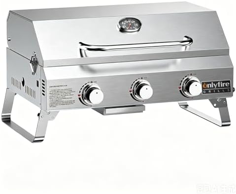 ONLYFIRE GRILLS Tabletop Gas Grill 3-Burner, Portable Propane BBQ Grill