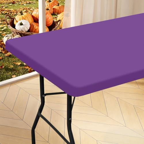 homing Rectangle Table Cloth Cover 6 Foot Purple Elastic Fitted Tablecloth