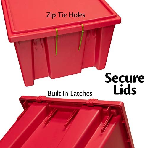 Akro-Mils 35230 Nest and Stack Plastic Storage Container and Distribution Tote, (23-1/2-Inch L x 19-1/2-Inch W x 13-Inch H), Red, (3-Pack)