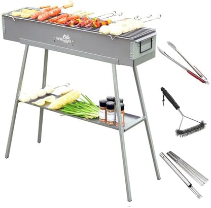 WILLBBQ Charcoal Grill, Portable BBQ Grill with Removable Stand Accessories