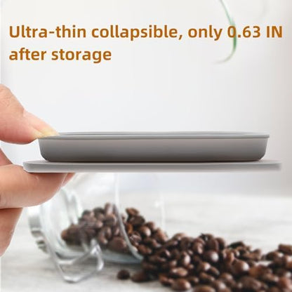 Paperless Collapsible Travel Pour Over Coffee Maker Camping, Travel Pour Over Coffee Dripper with Reusable Stainless Steel Filter, Single Cup Coffee Strainer (Grey)