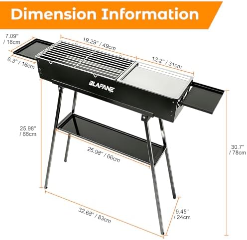 Charcoal Grill, Portable Outdoor BBQ Grill with Flat Griddle Plate