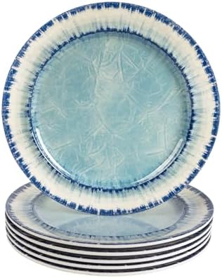 AELS Melamine Dessert Plates Set of 6, 8.5 inch Small Dinner Plates for Indoor and Outdoor Use, Dishwasher Safe, Lightweight Unbreakable, BPA Free, Light Blue