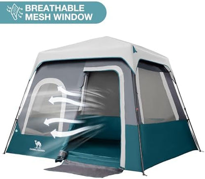 CAMEL CROWN 4/6 Person Instant Cabin Tent, Pop Up Windproof Tents for Camping, 60-Second Setup Family Tent with Carry Bag for Outdoor Hiking