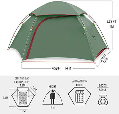 KAZOO Waterproof Backpacking Tent Ultralight 1/2 Person Lightweight Camping Tents 1/2 People Hiking Tents Aluminum Frame Double Layer