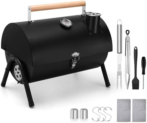 Leonyo Portable Charcoal Grill Set of 12, Tabletop Small Grill & BBQ Tools