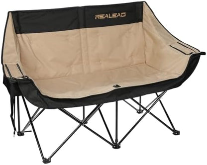 REALEAD Double Camping Chair Heavy Duty Camping Couch Support 650 lbs
