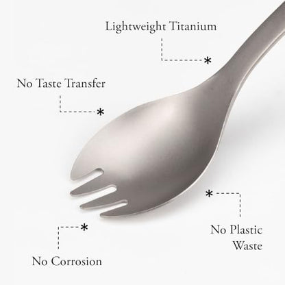 Snow Peak Titanium Spork for Outdoor Use, Portable and Durable, Titanium