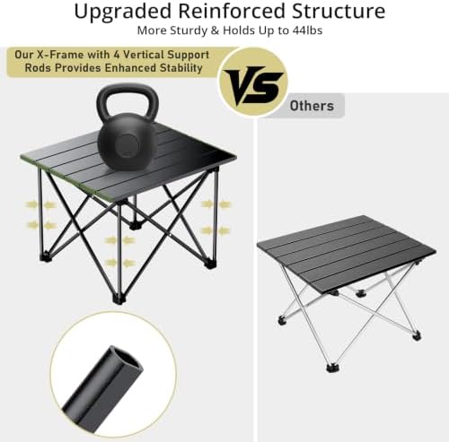 Anbte Small Folding Camping Table, Ultralight Aluminum, 44 lb Capacity
