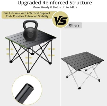 Anbte Small Folding Camping Table, Ultralight Aluminum, 44 lb Capacity
