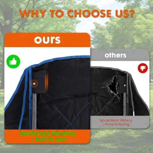 EMERIT 2 Pack Oversized Padded Camping Chair for Big Tall Adults, 500 LBS Heavy Duty Foldable Quad Lawn Chair, 19.68" High Seat, 4-Layer Cushion, Cup Holder, Camping Tailgating Backyard Patio, Blue