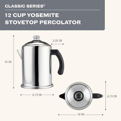 Farberware Classic Stainless Steel Yosemite 12-Cup Coffee Percolator