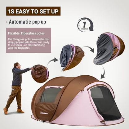 EchoSmile Instant Pop Up Camping Tent, 2/4/6 Person Easy Setup Tent