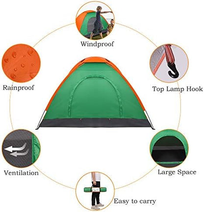 Camping Tent, Waterproof & Windproof Camping Dome Tent Automatic Pop Up Quick Shelter with Portable Carry Bag for Outdoor Hiking