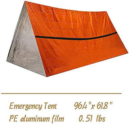 Life Emergency Shelter - 2 Person Tent - Emergency Blanket/Sleeping Bag/Raincoat 4PCS - Survival Tarp