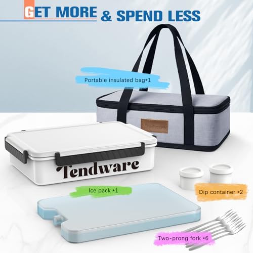 Chilled Portable Snackle Box Container with Ice Pack, Divided Serving Tray with Insulated Bag, Beach Essentials for Summer, Snack Containers for Road Trip Charcuterie Snack Picnic, White