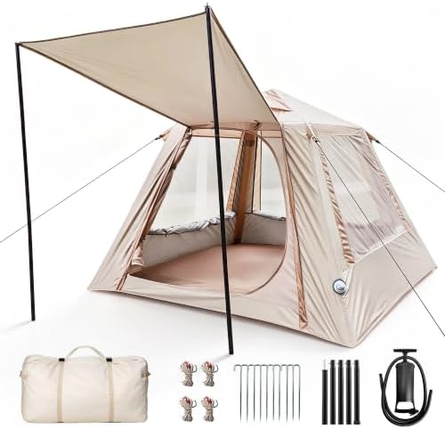 Inflatable Tents for Camping, 2-4 Person Blow Up Tent with Pump
