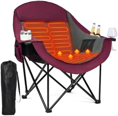 Heated Oversized Camping Chair - Heavy Duty Padded Comfy Warm Outdoor Chair