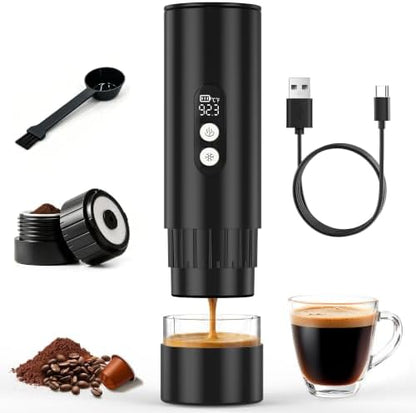 Electactic Portable Coffee Maker with Self-Heating, Small Travel Coffee Maker with 9000mAh Battery for 200+ Cups, Camping Coffee Maker for Ground Coffee & Nespresso Pods