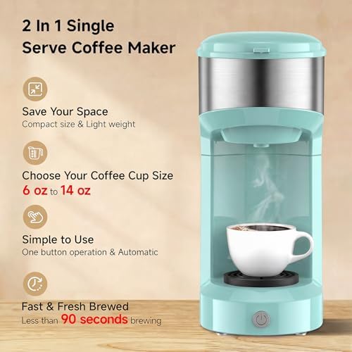 Single Serve Coffee Maker, Small K Pod&Ground Coffee Machine