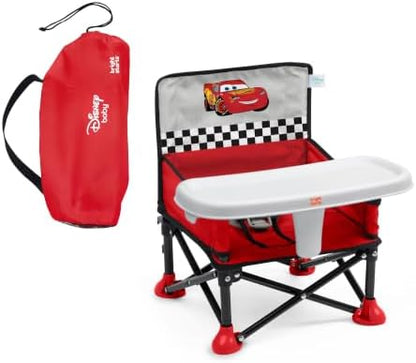 Disney Pixar Cars Pop 'N Sit Portable Booster by Bright Starts, Indoor/Outdoor Use, Floor Seat with Feeding Tray, Red, Unisex, 6 Months - 3 Yrs