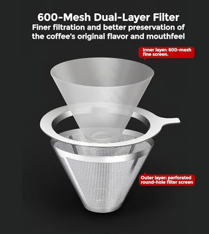 AGOGO Pour Over Coffee Maker Set, 34oz Slim Style, 304 Stainless Filter