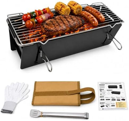 Portable Charcoal Grill, 17-Inch Folding Tabletop BBQ for Camping