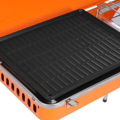 2-Burner Propane Camping Stove, Propane Grill Dual Burner Heating Stove for Camping BBQ Picnic, Portable Gas Grill Cooker with Handle and Extended Stove Legs Adjustable Firepower