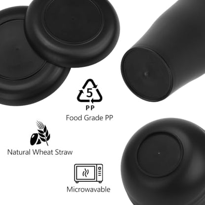 16Pcs Black Unbreakable Dinnerware Set Plates Bowls Cups for 4