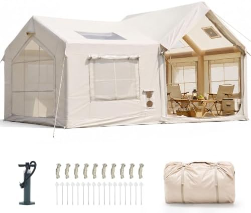 Inflatable Tents for Camping, Large Blow Up Tent with Hand Pump, Easy Setup InflatableTent 4 Season Tent, Waterproof Oxford Air Glamping Tents for Camping Adult 4/6/8/10/12 Person