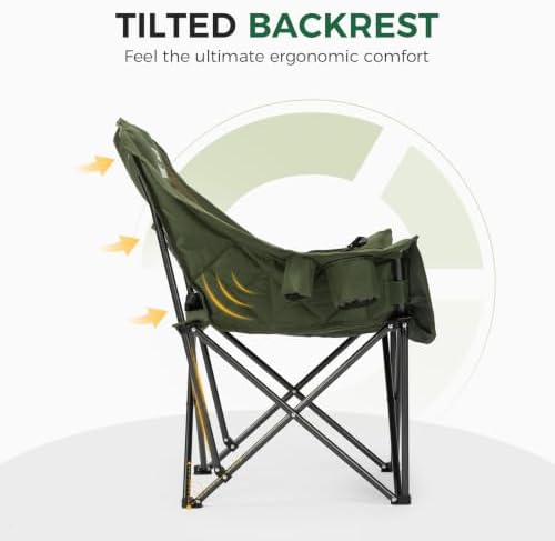 Oversized Camping Chairs for Adults, Folding Chair Support 450 Lb, Green