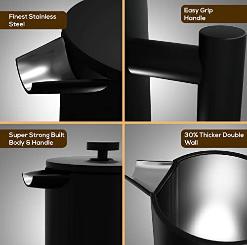 Utopia Kitchen 304 Grade Stainless Steel French Press 12 Oz, Black