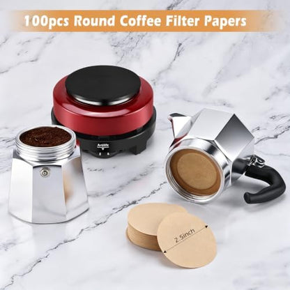 Artilife 500W Mini Electric Hot Plate - Moka Pot Special, 110V Compact RV Camping Stove, 4" Cast Iron Burner for Coffee, Low Wattage Portable (Red)