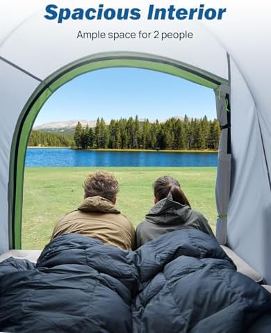 JOYTUTUS Pickup Truck Tent 2.0, Waterproof PU2000mm Double Layer for 2 Person, Portable Truck Bed Tent with Rainfly, 5.5'-5.8' Camping Preferred - Green, Aluminum Poles