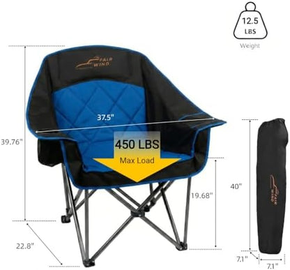 FAIR WIND XL Oversized Fully Padded Camping Chair Heavy Duty for Adults