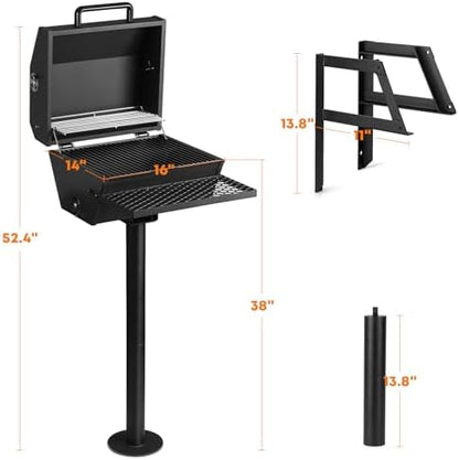 Stanbroil Park Style Charcoal Grill with Lid & Warming Rack, 16-Inch