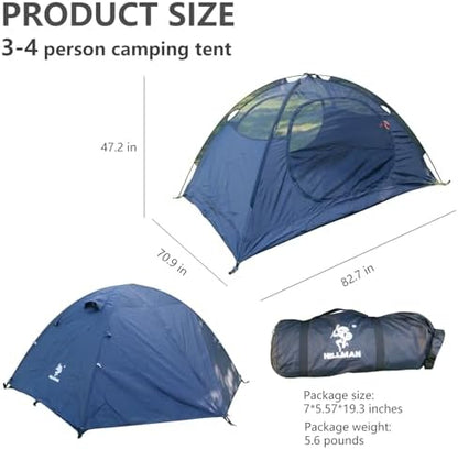 HILLMAN 1/2/3/4 Person Tents for Camping Instant Lightweight Backpacking Tents Easy Set Up Waterproof Family Camping Tent with Rainfly & Carry Bag Portable Dome Tent for Camping Hiking & Traveling